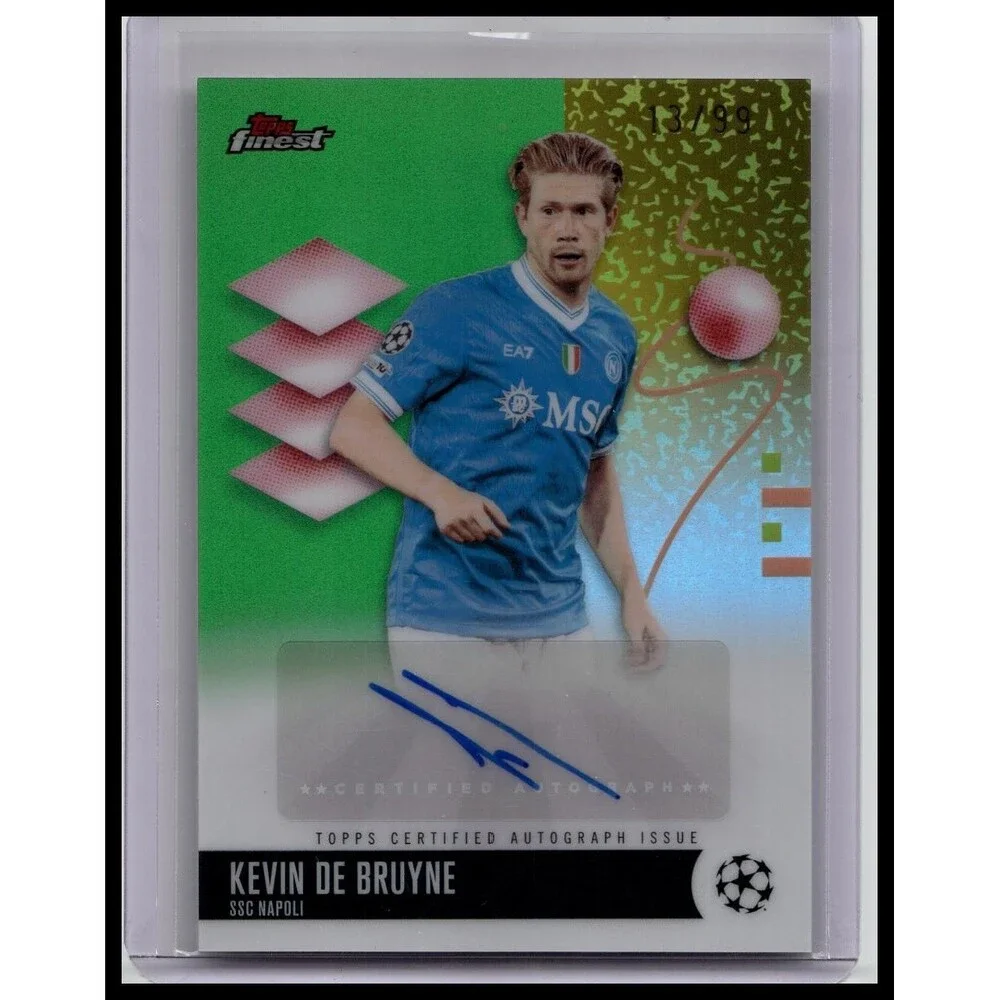 KEVIN DE BRUYNE 2025-26 TOPPS FINEST UEFA GREEN REFRACTOR AUTO /99 #BA-KD